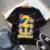 Minionses Birthday 1-9 Number T-shirt Clothing Baby Cartoon Anime Short Sleeve Party Cute Shirts Summer Casual Tee Top Gifts