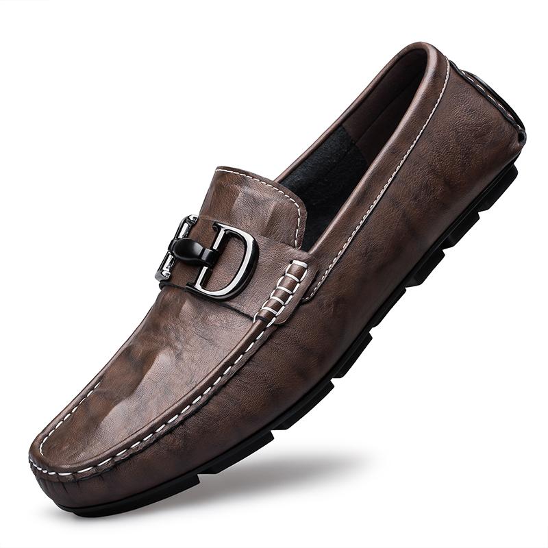 Genuine Leather Men's Loafers Shoes High Quality Muller Dress Moccasins Breathable Slip on Driving Shoes Crocodile Pattern Flats