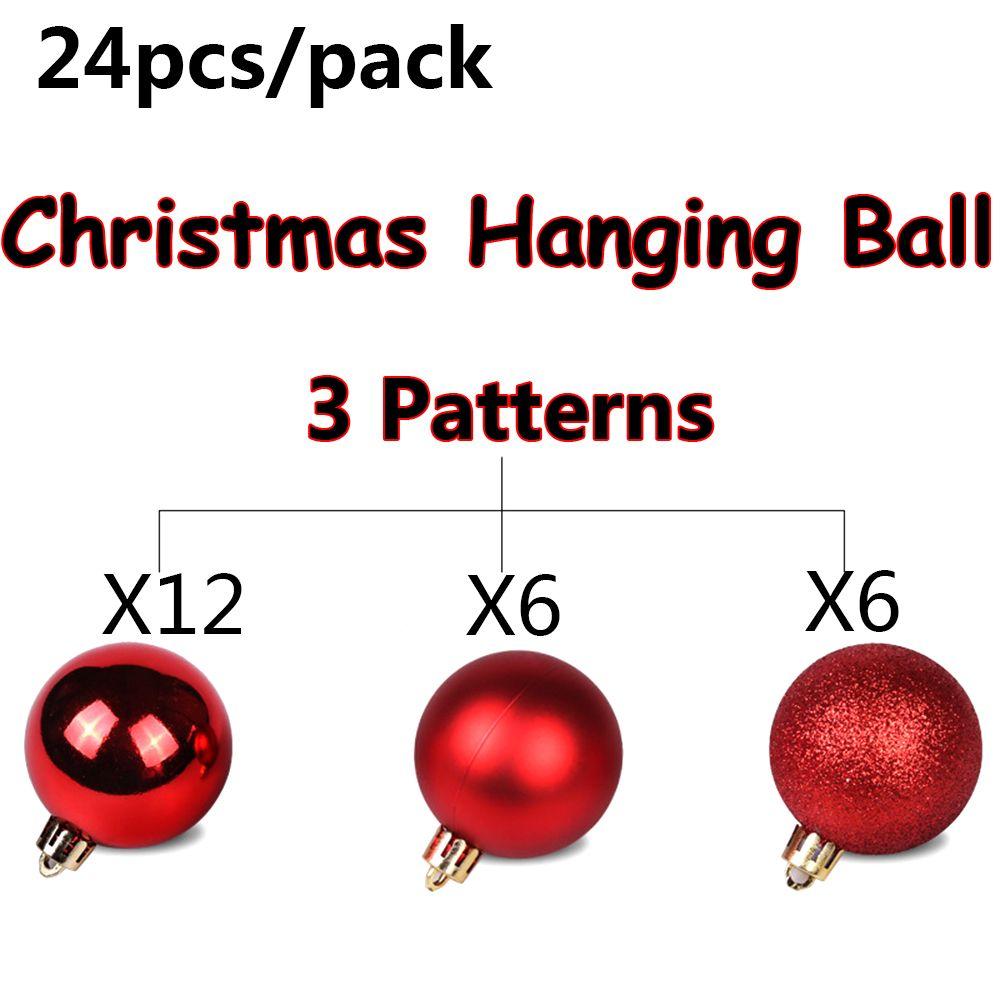 24Pcs 3/4/6cm Plastic Crafts Home Decor Xmas Hanging Ball Bauble Christmas Tree Decoration Drop Pendant