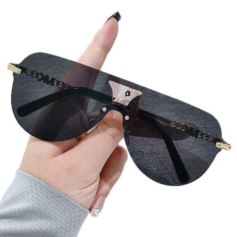 

Трендовые мужские солнцезащитные очки без оправы с защитой от УФ-лучей – Рекомендовано Xiaohongshu, Высококлассный европейский и американский уличный стиль.