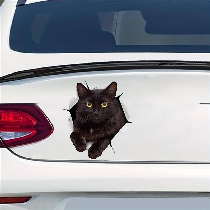 3D Svart Katt Bilfönsterklistermärke
