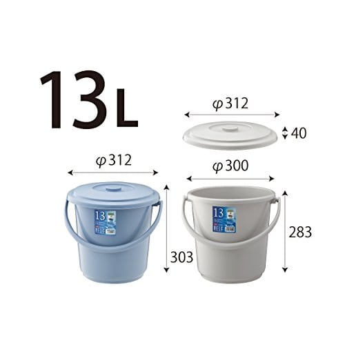 Risu Berg Bucket, Round, Light Gray, 13L, Made In Japan, 13SB