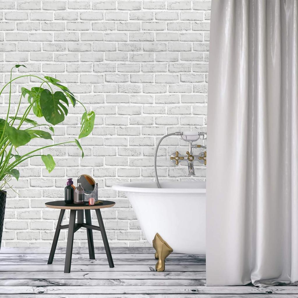 Jiroka Brick Wallpaper Peel and Stick Remake Light 44cm Wide x 3m Scandinavian Interior Renovation DIY Decorative Suitable for Rental Properties
