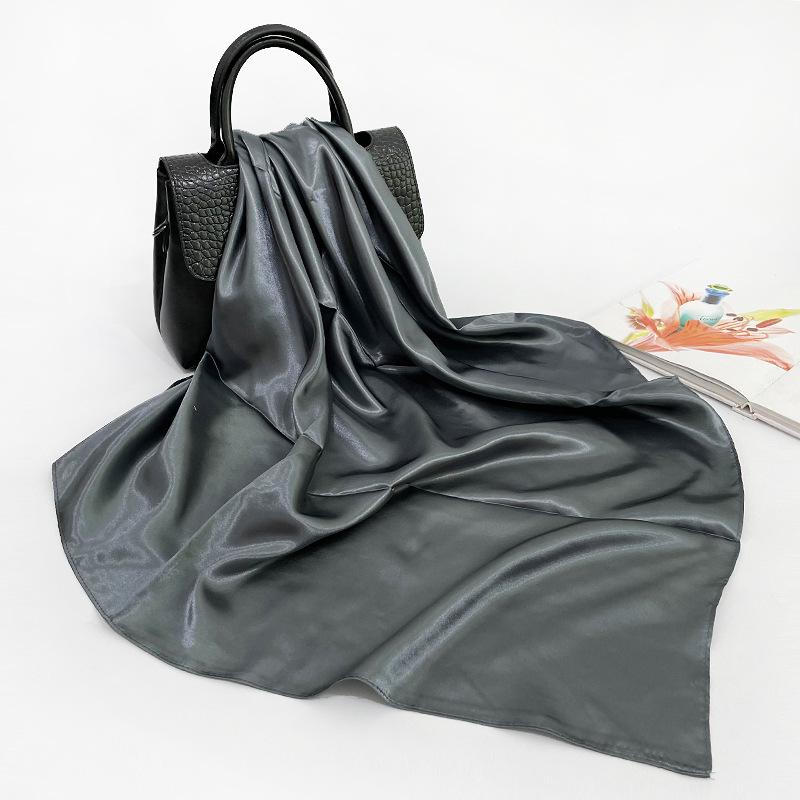 Modisches Neues Vielseitiges Kopftuch Großes Quadratisches Tuch Einfarbiges Tuch Damen Kunstseiden-Satin-Tuch