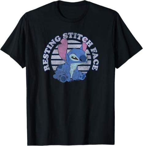 Lilo Stitch Resting Stitch Face Black TShirt S
