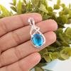 Rare Swiss Blue Topaz Gemstone 925 Sterling Silver Jewelry Zircon Pendant 1.22" CZP-13-2