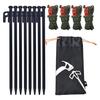 Leechatwin Peg Tent Peg Camping 30cm Peg Set Steel Solid Peg Outdoor Climbing Setup Tool with Reflective Rope Storage Bag Included (Set of 8 Pegs)
