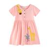 Summer European & American Style Round Neck Short Sleeve Princess Dress for Little Girls
