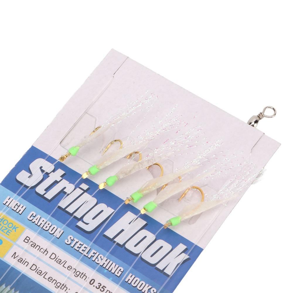 5 Sets Soft Fish Skin Fishing Rigs with Luminous Beads Fishing Lure Rigs Saltwater Fishing