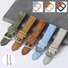 18mm 19mm 20mm 22mm 24mm Soft Suede Leather Watchband Steel Pin Buckle Wristband Blue Brown Green Watch Strap Quick Release Belt