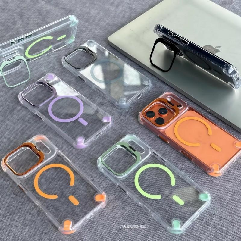 Clear Magnetic Case With Stand IPhone 18 ProMax 17 16 15 14 13 12 11 Shockproof Camera Protection Slim Fit