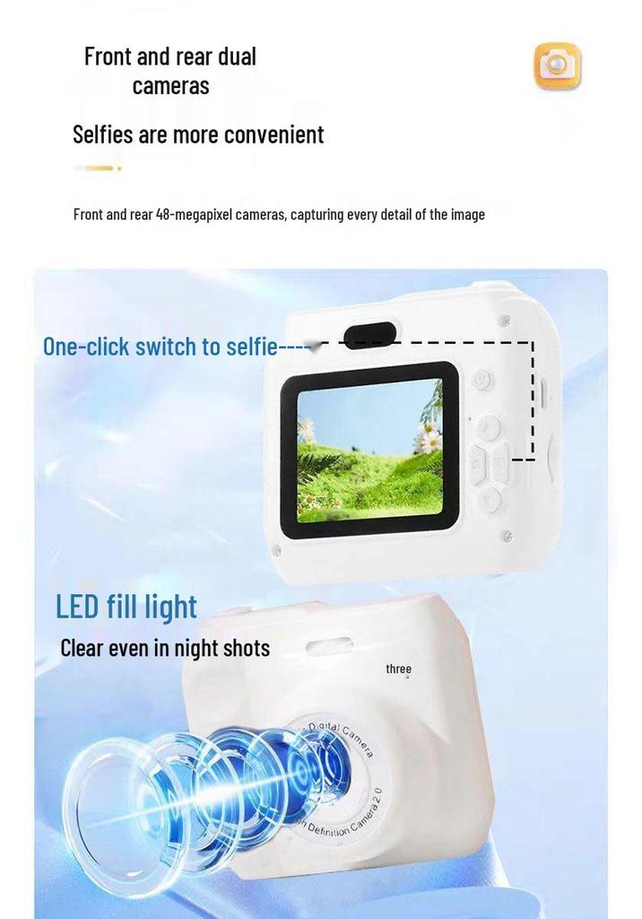 HD Dual Camera: Cute Instant Digital Camera for Students with Mobile Transfer & Color Photography