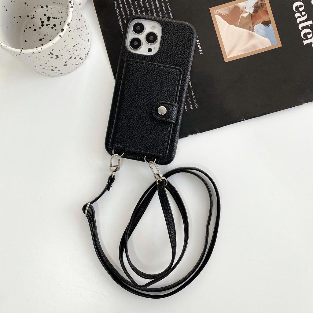 Japan and Korea Card Bag Lanyard Is Suitable for Apple 12Promax Mobile Phone Case 12 Women 11max Apple 13promax Leather X
