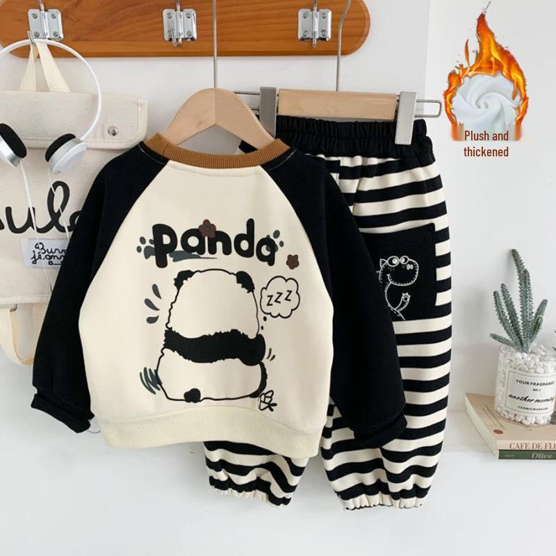 Unisex Winter Cartoon Hoodie for Babies & Toddlers: Fleece-Lined with Raglan Sleeves & Color Blocking