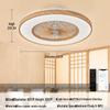 Japanese-Style Flush Mount Fan Light with Wood Grain, Chandelier for Living Room, Bedroom, Restaurant, 110V