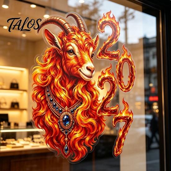 Year of Sheep Decals Chinese New Window Stickers, 2027 Goat Static Clings, Decorative Stickers Reusable Lunar Xmas Decor for Home Shop Decoration