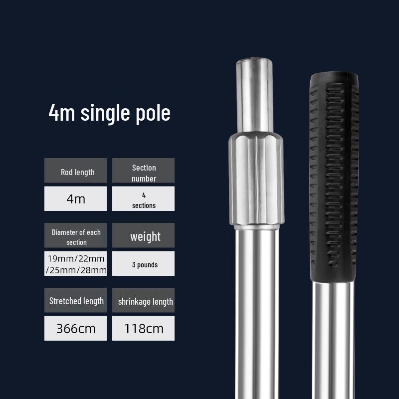 Telescopic Stainless Steel Fishing Rod with Foldable Net Head and Fish Bag Grapnel Set