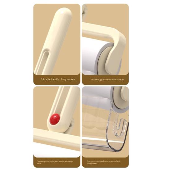 Lint Roller Ergonomic Non-Slip Foldable Handle Tear-off Sticky Sheets Reusable Lint Roller Cat Hair Remover Tool