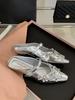 Fashion Butterfly-Knot Shoes Woman 2025 Glitter Slides Cover Toe Female Slippers Jelly Silver New Summer Butterfly-knot Mary Janes