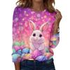 Women's Daily Casual Long Sleeved Easter Printed Round Neck Top