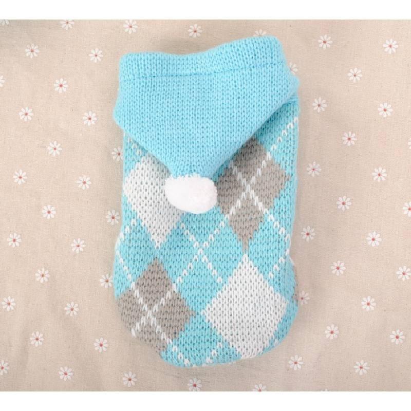 Stilvoller Hunde-Pullover mit Karomuster für den Winter, Farben Rosa, Rot, Blau erhältlich