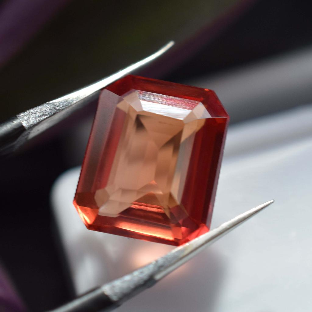 9.40 Ct Sapphire Natural Loose Gemstone Orange Emerald Cut