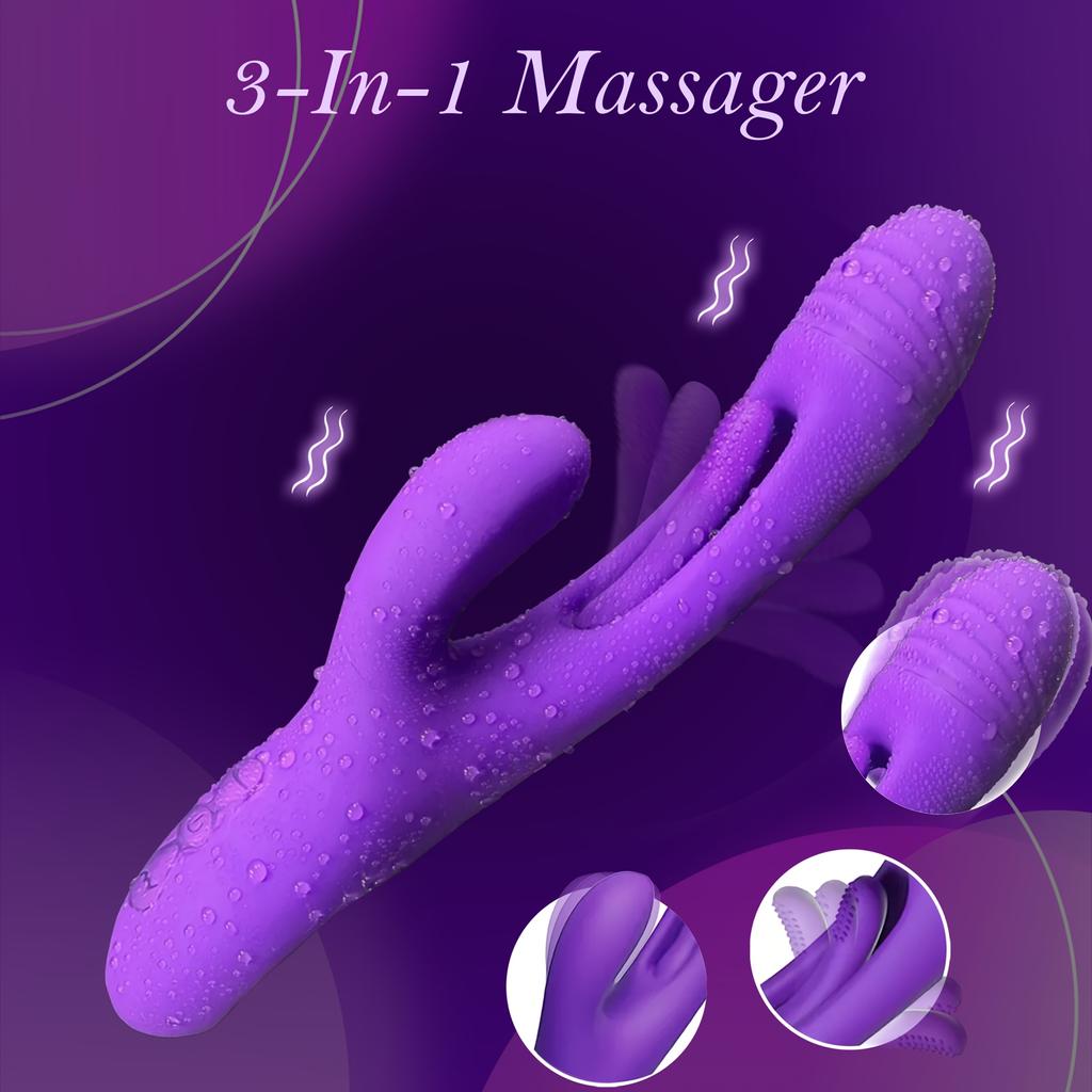 3 In 1 Female Masturbation G Spot Vibrator 7 Tapping Vibration Modes Female Sex Toy USB Rechargeable Vibrator Silent Massage Adult Sex Toy