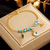 Gold Plated Stainless Steel Evil Eye Charm Bracelet For Women