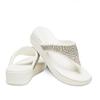 Crocs Womens Monterey Diamante Wedge Flip Oyster 206343 174