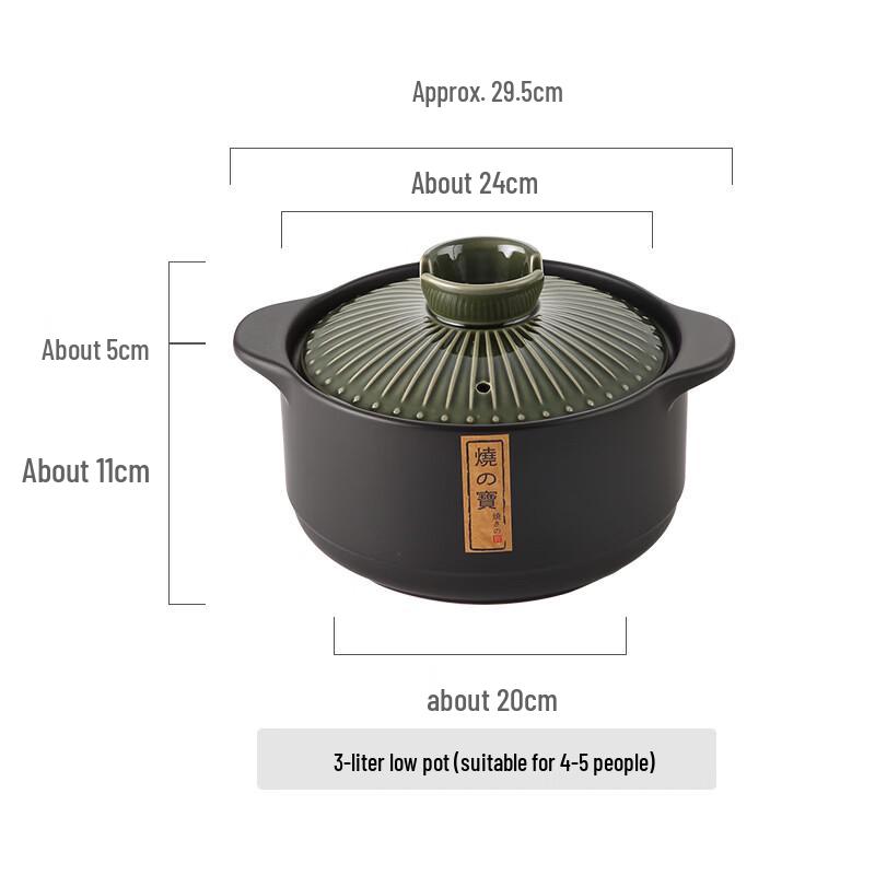Wutuo Striped Green Clay Pot Stew Pot