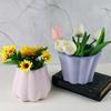 Waved Flower Pots Silicone Mold Crystal Epoxy Resin Plaster Candle Ornaments Mold