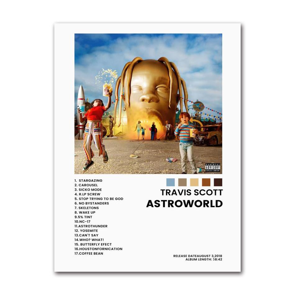 Travis Scott Musikalbum Leinwandmalerei Poster & Drucke, Star, Rodeo, Astroworld, Wandkunst für Wohnzimmer, Heimdekoration 21X30CMNo Framed gray