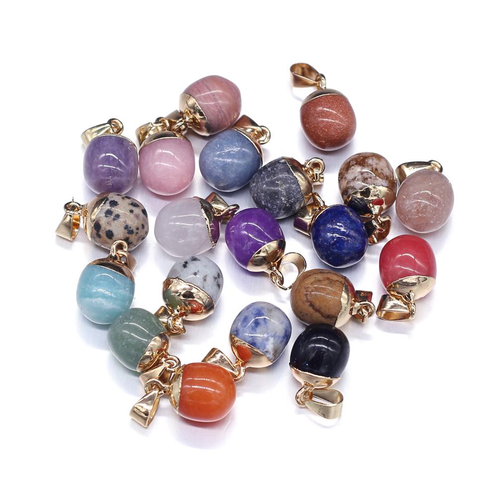 2Pcs, Aura Healing Crystal Pendant with Golden Buckle, Handcrafted Spherical Natural Stone Quartz Agate Gemstone Charms for Jewelry Making DIY Crafts