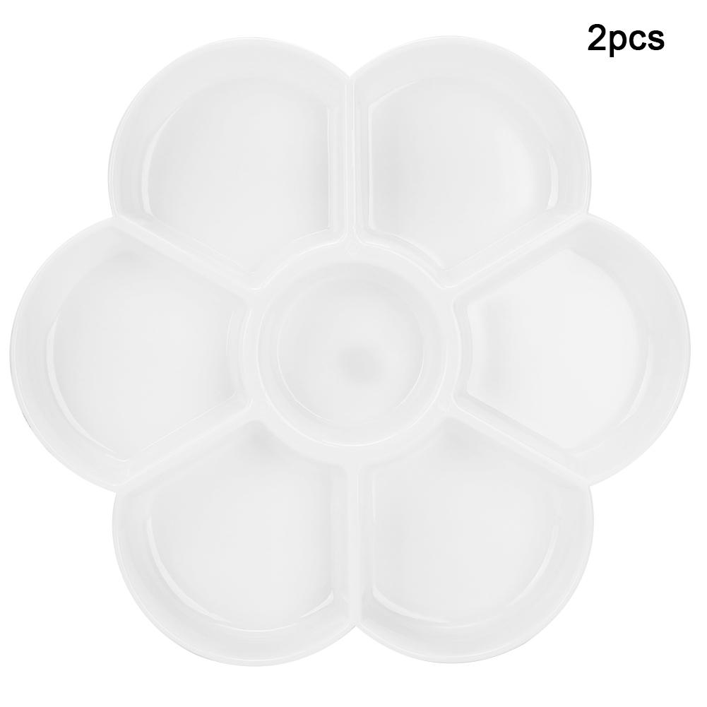 

2 шт. Палитра для масляной живописи Сливовая форма 7 ячеек Утолщенный пластик Белый Палитра для смешивания красок