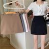 2024 Summer High-Waist Black A-line Midi Skirt - Slimming, Casual Bodycon for Women