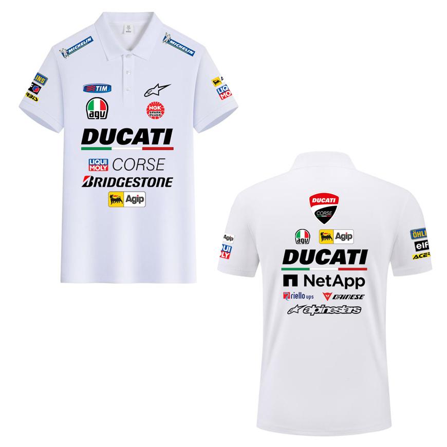Ducati Corse MotoGP Racing Poloshirt, Heren Dames Casual Korte Mouw met Volledige Sponsor Logo Print 3XL