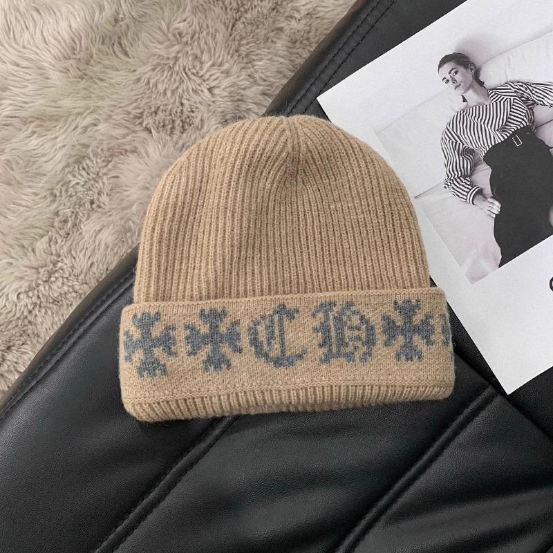 Toamnă și Iarnă Îngroșat pentru Păstrarea Căldurii Pălărie Tricotată Jacquard Femei Literă Păstrarea Căldurii Circumferință Mare a Capului Pălărie Mao Baotou cu Linie
