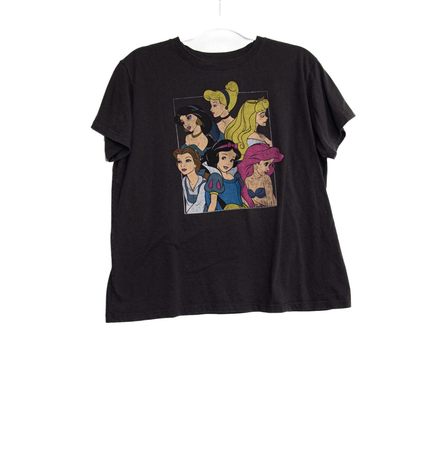 Disney Princesses Graphic Black T-Shirt Size XL XXL
