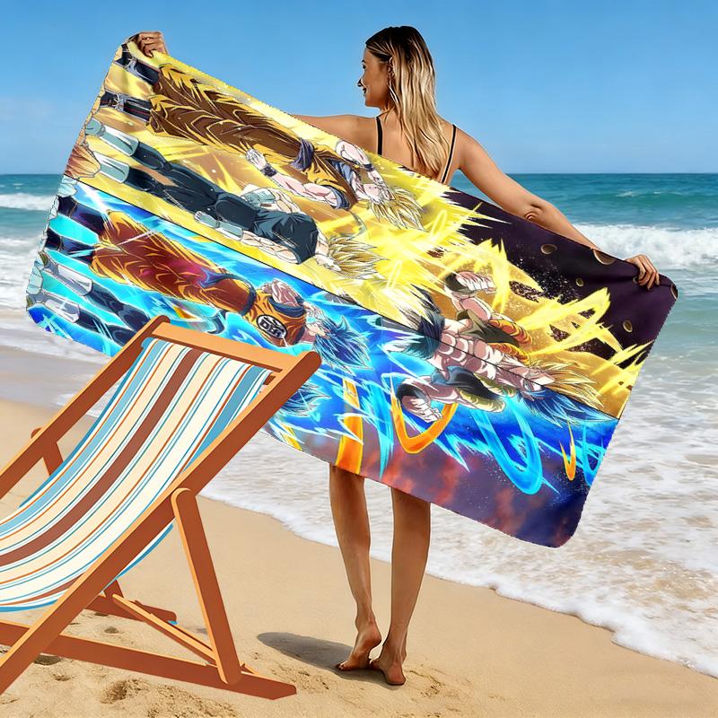 Dragon Ball Super Print Beach Towel, Large Soft Quick Dry Towel for Beach Camping Swimming