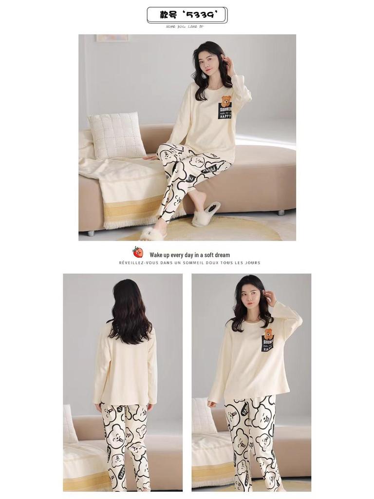 Γυναικείο Πιτζάμα Σετ Μακρυμάνικο - Χαριτωμένο Καρτούν Σχέδιο, Μεγάλο Μέγεθος, για Άνοιξη & Φθινόπωρο, Εσωτερική/Εξωτερική Χρήση