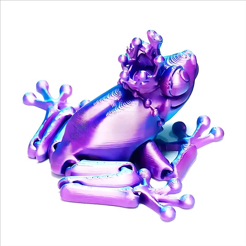 

1 Piece 3D Printing Simulation Crown Frog Kitchen Home Decoration Joint Movable Frog Ornaments Offices Funny Animal Desk Toys фиолетовый