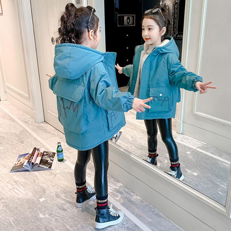 

Модное флисовое и утепленное пальто для девочек, повседневная куртка с хлопковой подкладкой для детей на осень и зиму 120cm