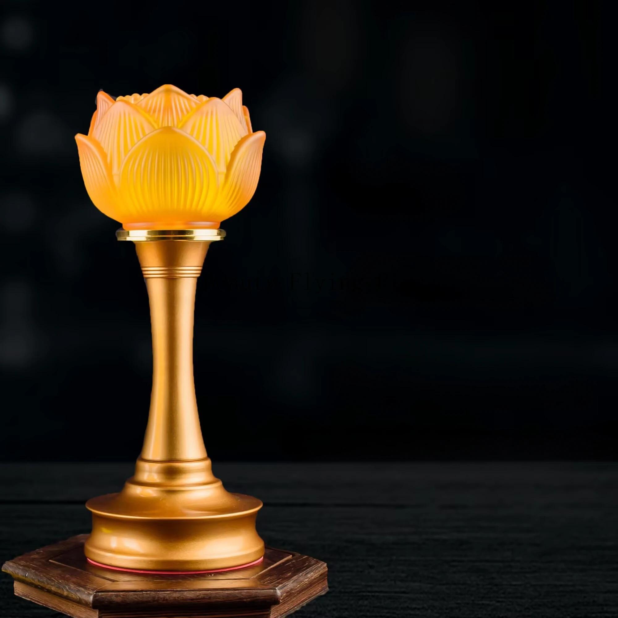 

Буддийская обстановка подставка для лампы медный подсвечник предметы для подношений передний Будда 7 типов источников света настольная лампа Включено в сеть 21CM&1Pc белый