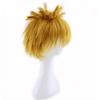 New Anime Akatsuki Uzumaki Cosplay Wig Short Golden Fluffy Shaggy Layered Heat Resistant Synthetic Hair Wigs + WigCap + Headband