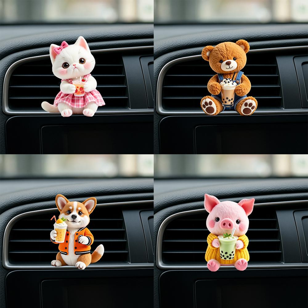 2D Acrylic Perfume Diffuser Car Air Freshener Clip Car Air Conditioning Vent Decoration Car Interior Aromatherapy Clip