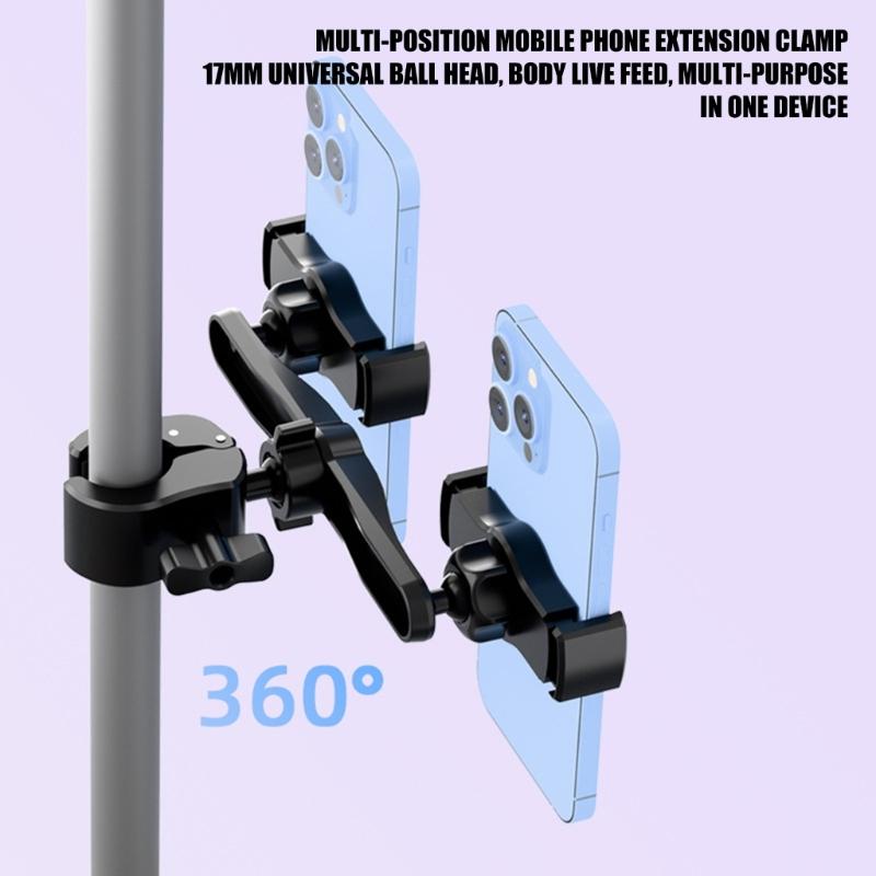 Adjustable Rotatable Phone Stand Universal Double Position Phone Clamp Mount Tripods Accessories for Double Camera Positions