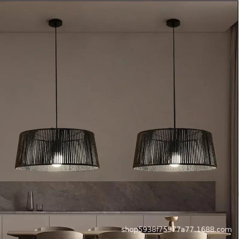 New Chinese style tea room restaurant pendant light tatami study room rope pendant light bar pendant light