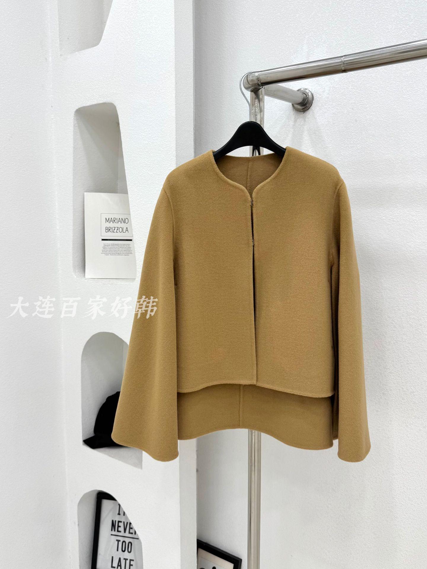 

Small Shawl Cloak Jacket Double-sided Wool Coat Short Design Autumn and Winter Women s Black Camel One Size верблюд