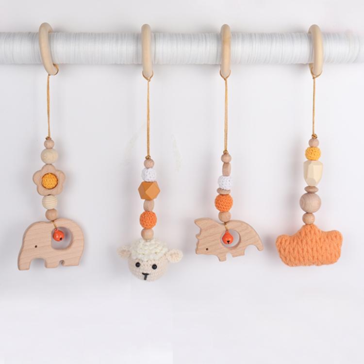 Newborn Baby Wooden Teether Set Handmade Baby Toys Set Wooden Teether Beech Wood Rattle Baby Gift Set Animal Shape Teether оранжевый