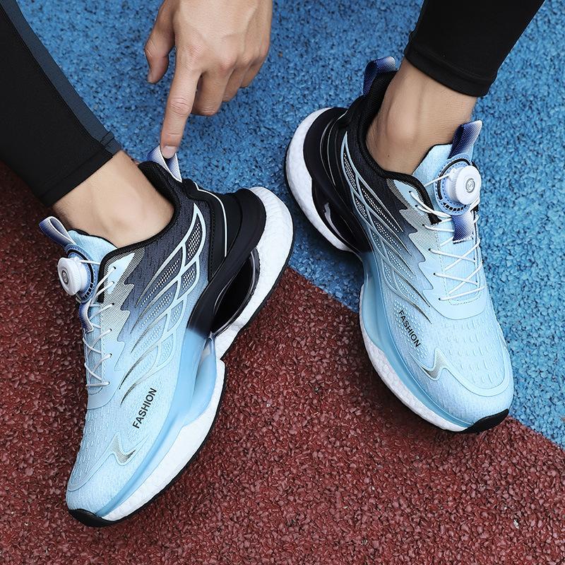 Men's shoes ice silk breathable jaka mesh rotating buckle sneakers really explosive high elastic ultra light shock absorbing running shoes